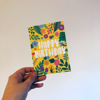 Happy Birthday Colourful Floral Card, 3 of 3