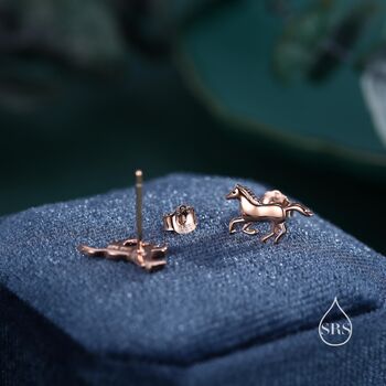 Sterling Silver Running Horse Stud Earrings, 5 of 12