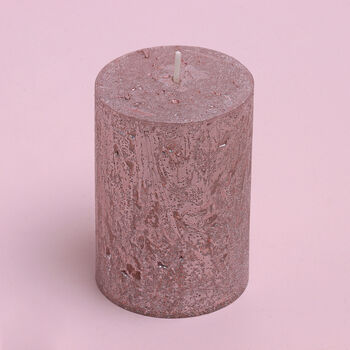 G Decor Vivian Antique Marble Rose Gold Pillar Candle, 3 of 5