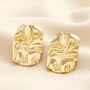 Stainless Steel Molten Rectangular Stud Earrings In Gold, thumbnail 1 of 4