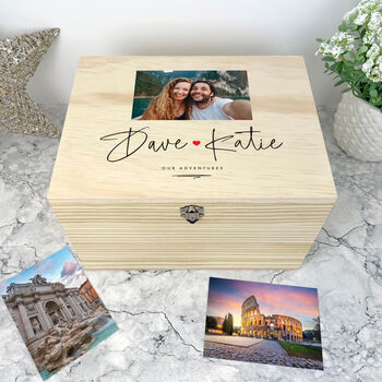 Personalised Couples Names Photo Keepsake Box, 6 of 12
