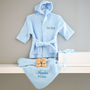 Personalised Dressing Gown And Blanket Baby Boy Hamper, thumbnail 1 of 12