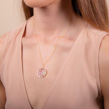 Pink Tourmaline 18k Gold Plated Blossom Necklace, 2 of 3