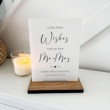 Classic Personalised Leave Your Wishes Wedding Sign Opaque Acrylic, 5 of 5