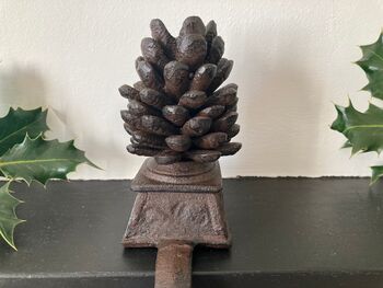 Cast Iron Pine Cone Christmas Stocking Holder Xmas Decor, 6 of 10
