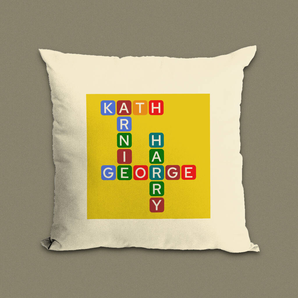 Personalised Family Names Cushion Crossword Gift By elevencorners