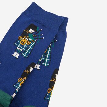 Men's Scottish Piper Bamboo Socks In Blue, 3 of 4