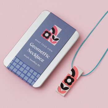Pink Geometric Necklace Making Kit, Statment Diy Jewellery Craft Kit, 2 of 9