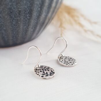 Sterling Silver Floral Drop Earrings, 2 of 7