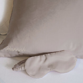Personalised Embroidered Satin Pillowcase And Eye Mask, 3 of 6