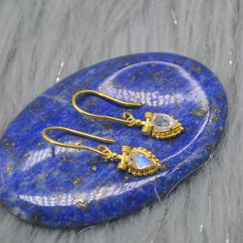 Rainbow Moonstone Teardrop Earrings: Silver Or Gold, 4 of 9