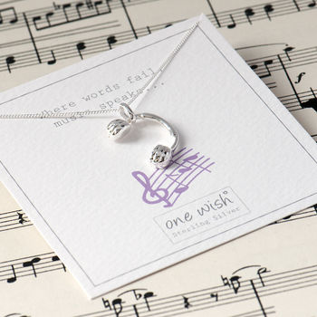 Headphones Sterling Silver Music Lovers Necklace, 2 of 11
