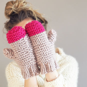 Knit Your Own Colour Pop Knitted Mittens Kit, 2 of 8