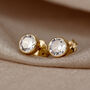 Round 9ct Gold Stud Earrings With Cubic Zirconia, thumbnail 1 of 4