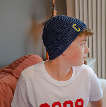 Personalised Embroidered Initial 'College' Beanie Hat, 5 of 6
