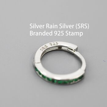 Sterling Silver Double Sided Cz Huggie Hoops, 8 of 12