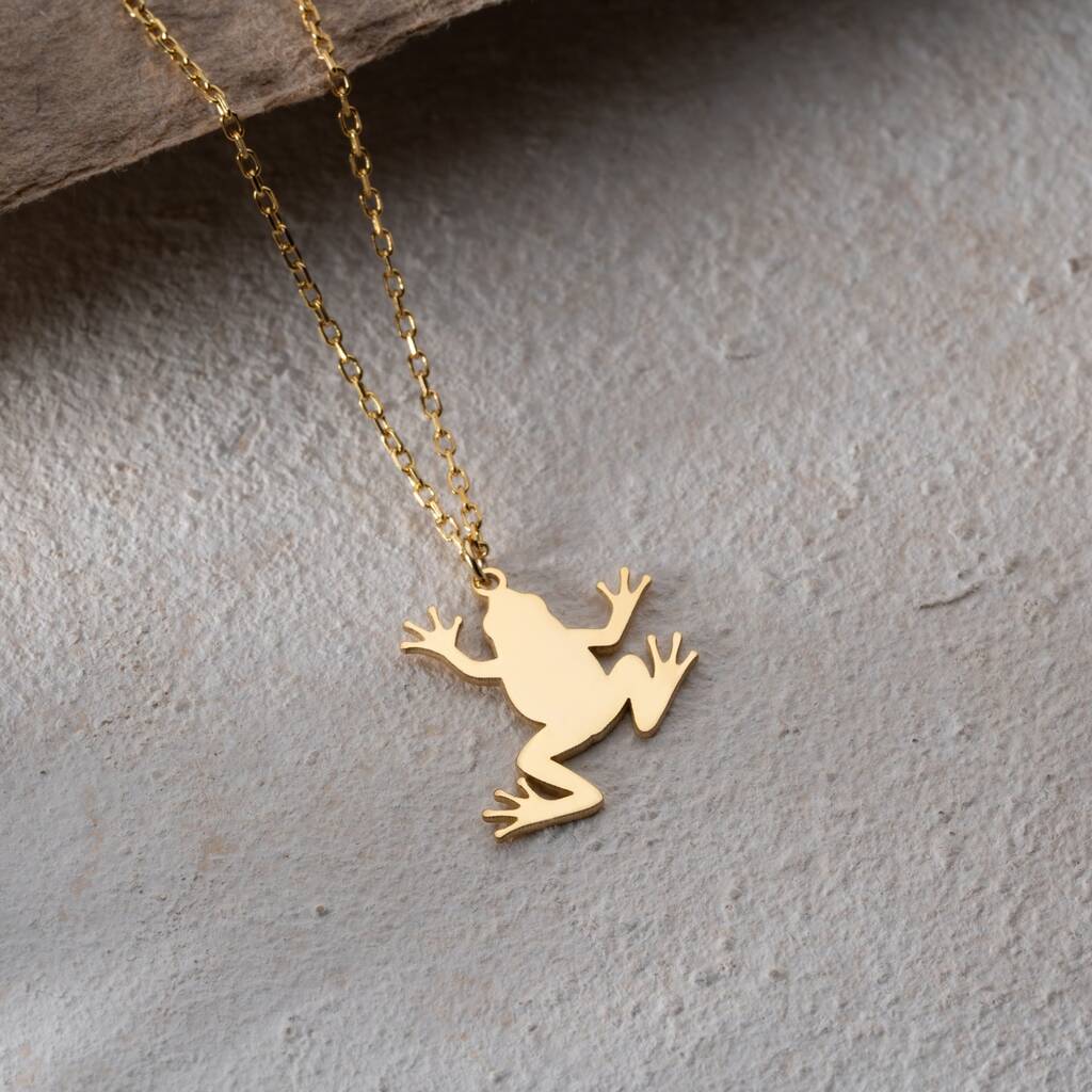 'Good Luck' Sterling Silver Frog Necklace, 1 of 10