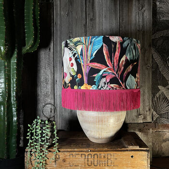 Acid Jungle Lampshade With Gold Lining And Fringing, 4 of 12