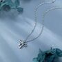 Extra Tiny Ribbon Bow Pendant Necklace In Sterling Silver, thumbnail 5 of 12