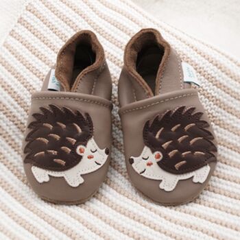 Dotty Fish Hedgehog Soft Leather Baby Shoes With Barefoot Soles, 2 of 7