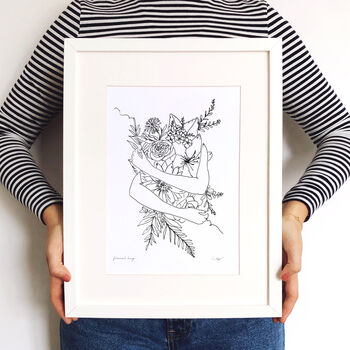 Personalised Floral Hug Line Drawing Print, Unframed, 2 of 4
