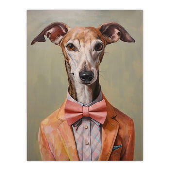 Smart As A Whippet Bow Tie Greyhound Wall Art Print, 6 of 6