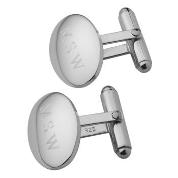 Domed Oval Sterling Silver Hinged Cufflinks, 2 of 8