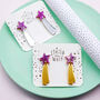 Sparkly Pink And Silver Shooting Star Earrings, thumbnail 2 of 4