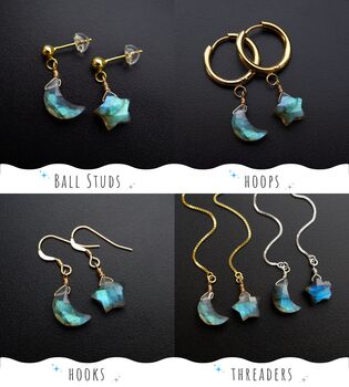 Celestial Labradorite Threader Earrings, 4 of 8