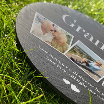 Personalised Photo Memorial Slate Circular Grave Marker, 4 of 7