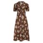 Lisa Dress In Brown Floral Vintage 1940s Style, thumbnail 1 of 2
