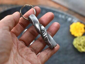 6th Anniversary Twist Iron Bar Forged Keyring Blacksmtih Made, 5 of 12