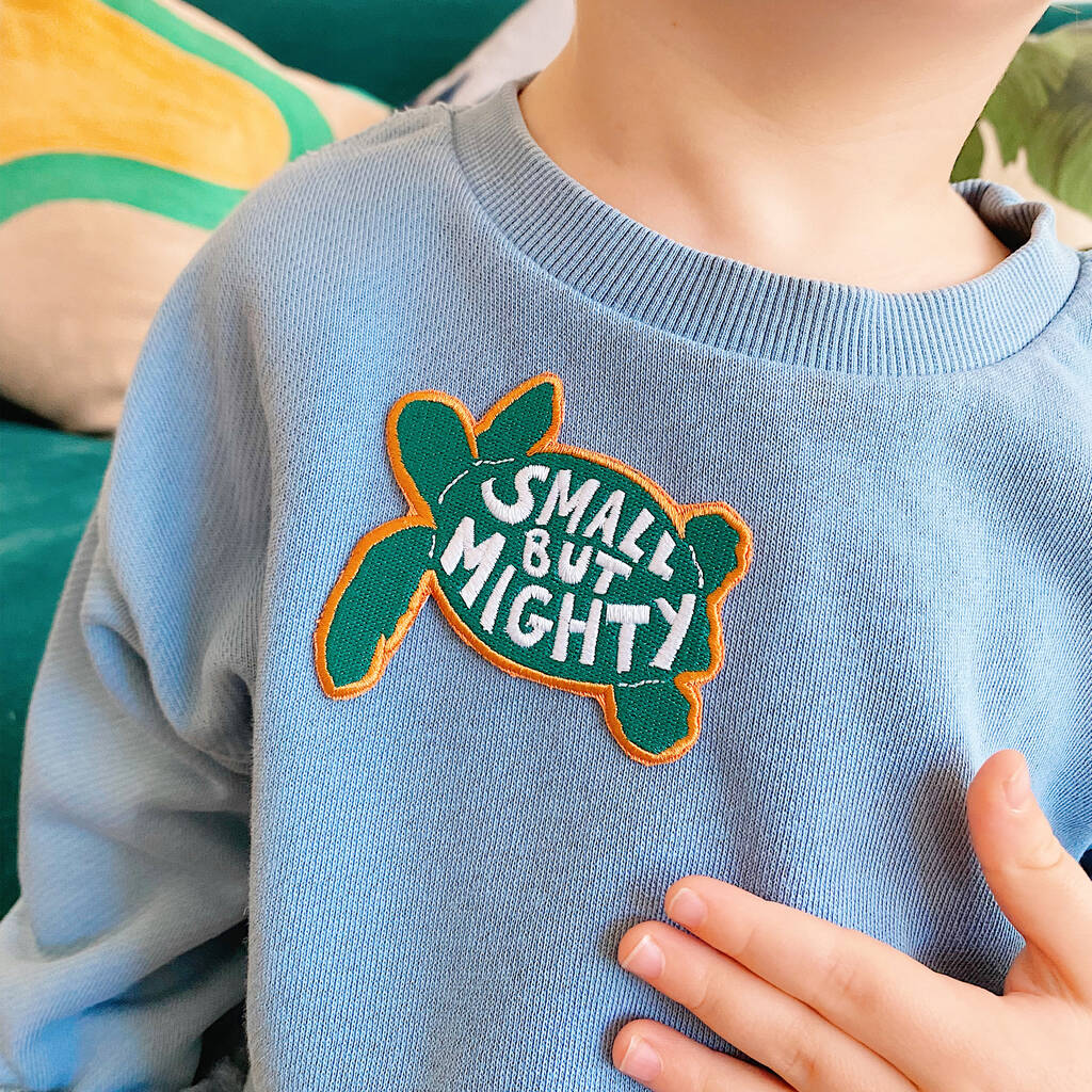 Embroidered 'Small But Mighty' Sew On Turtle Badge, 1 of 6