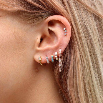 Gold Plated Or Silver Crystal Star Huggie Hoop Earrings, 3 of 10