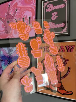 Cactus Cacti Clear Acrylic Vinyl Plaque Decor, 5 of 8