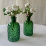 Forest Green Textured Glass Bottle Vase 13cm, thumbnail 3 of 4