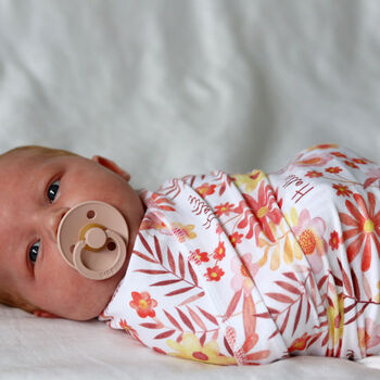 Autumn Floral Swaddle Blanket, 2 of 4