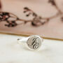 Script Initials Round Silver Signet Ring, thumbnail 2 of 11