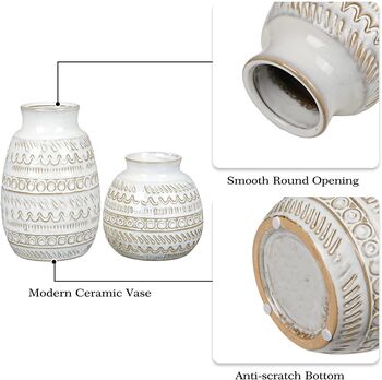Set Of Two Cream White Ceramic Vases, 5 of 7