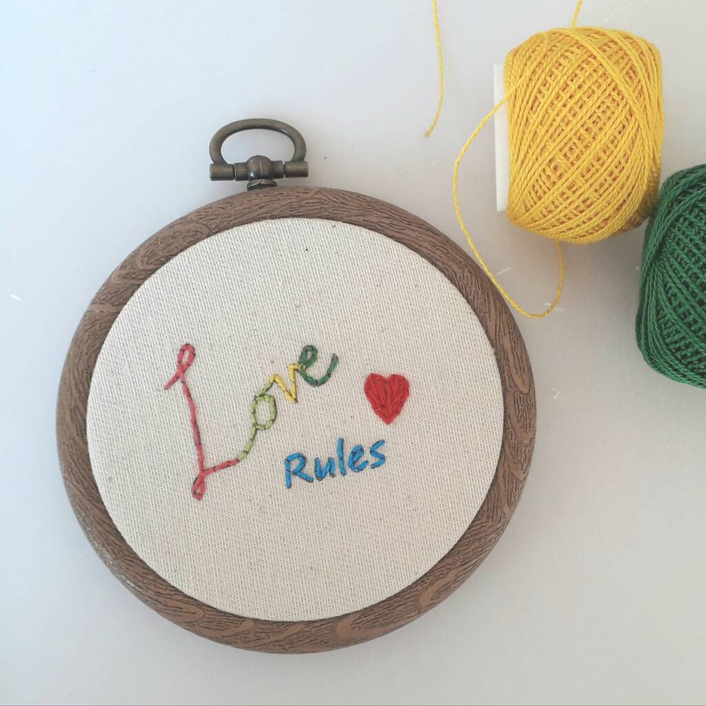 Love Rules Embroidery Kit By The Accidental Stitcher