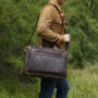Genuine Leather Briefcase With Luggage Strap Brown, thumbnail 7 of 9