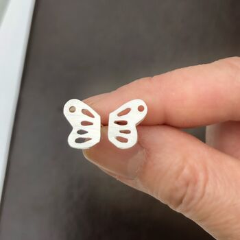 Sterling Silver Butterfly Wing Stud Earrings, 5 of 8
