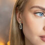 Interlinking Square Hoop Earrings, Sterling Silver, thumbnail 2 of 2