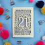 Personalised 21st Birthday Card Papercut Flower Design, thumbnail 1 of 11