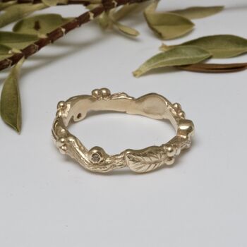 Gold And Diamond Wood Nymph Leaf Ring, 5 of 7