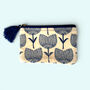 Embroidered Velvet Coin Purse | Tulip Flowers In Cream And Blue, thumbnail 1 of 4