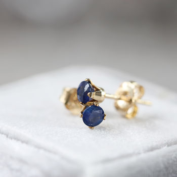 Blue Sapphire Stud Earrings In Silver Or Gold, 3 of 12