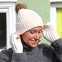 Cream Cable Knit Pom Pom Bobble Hat, thumbnail 2 of 5