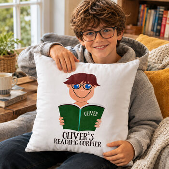 Personalised Boy's Face Cushion Gift For Book Lovers, 2 of 10
