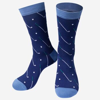 Men's Bamboo Socks Blue Golf, 2 of 3